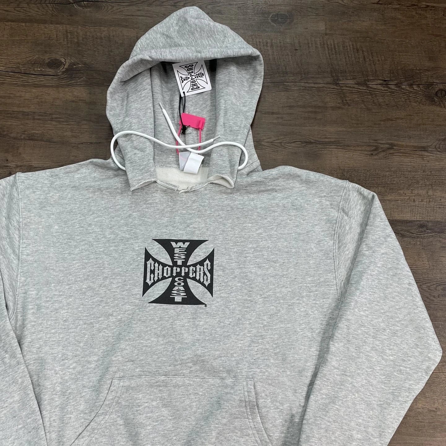 Heather Gray Gothic Cross Oversized Hoodie
