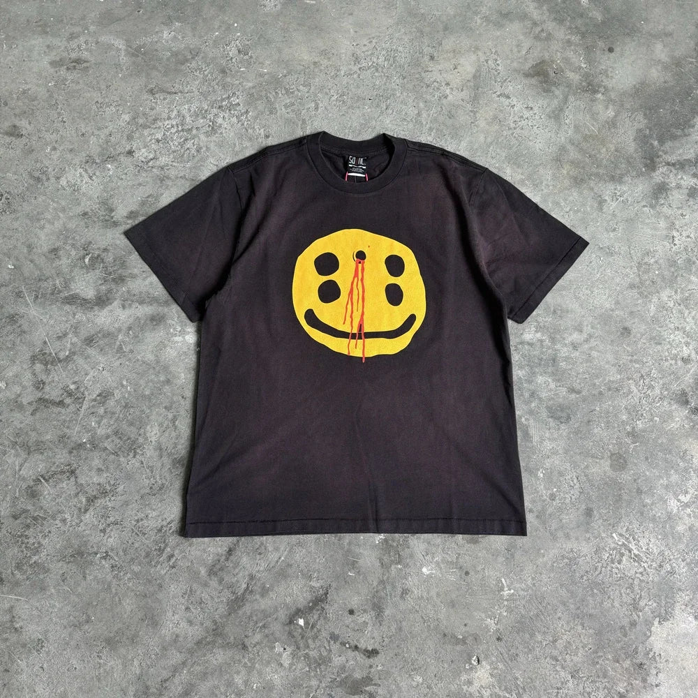 Distressed Smiley Graphic T-Shirt